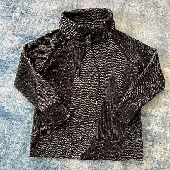 Kirkland Black White Textured Cowl Roll Neck Jacquard Pullover Sweater Medium - Picture 1 of 9